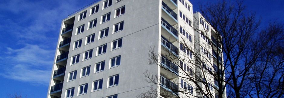 Modern refurbished social housing tower block